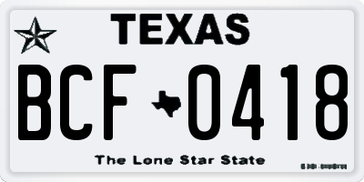 TX license plate BCF0418