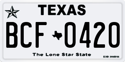 TX license plate BCF0420