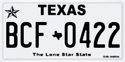 TX license plate BCF0422