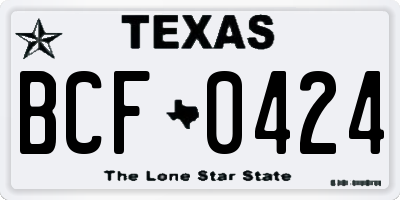 TX license plate BCF0424