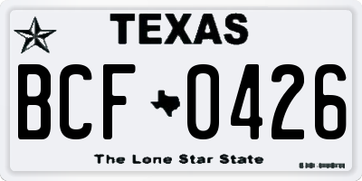 TX license plate BCF0426
