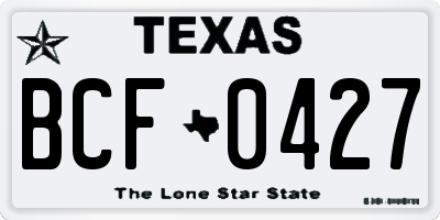 TX license plate BCF0427