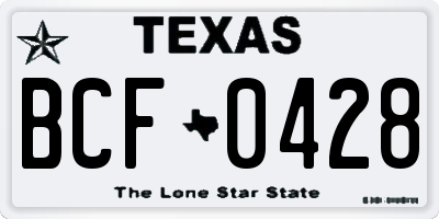 TX license plate BCF0428