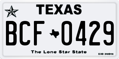 TX license plate BCF0429