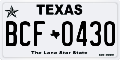 TX license plate BCF0430