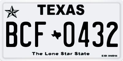 TX license plate BCF0432