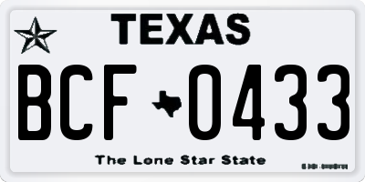 TX license plate BCF0433