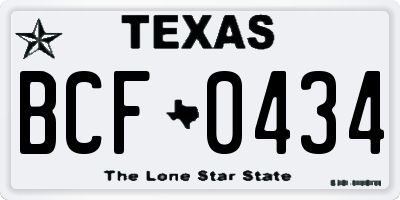 TX license plate BCF0434