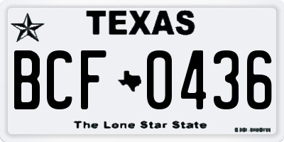 TX license plate BCF0436