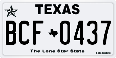 TX license plate BCF0437