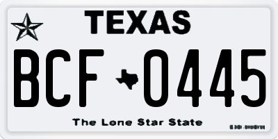 TX license plate BCF0445
