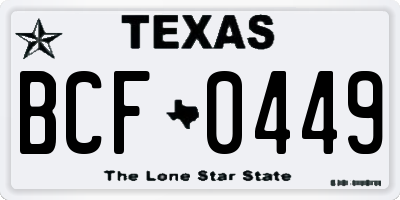 TX license plate BCF0449