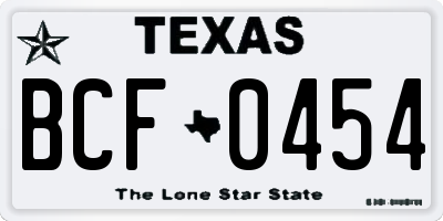TX license plate BCF0454