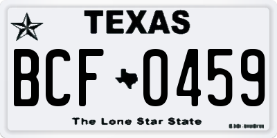 TX license plate BCF0459