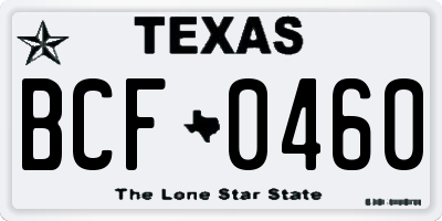 TX license plate BCF0460
