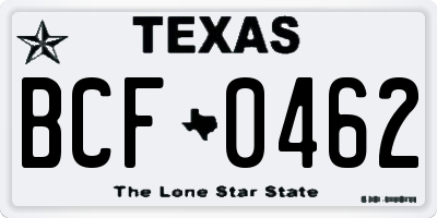 TX license plate BCF0462