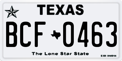 TX license plate BCF0463