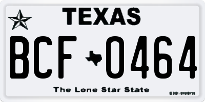 TX license plate BCF0464