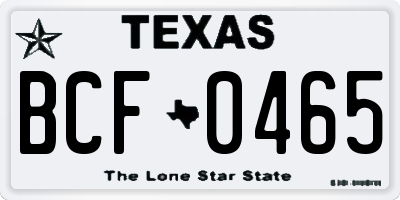 TX license plate BCF0465