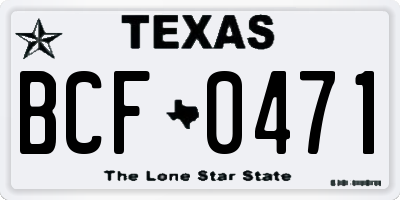 TX license plate BCF0471