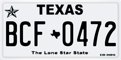 TX license plate BCF0472