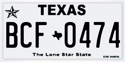 TX license plate BCF0474