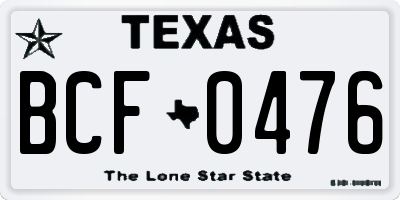 TX license plate BCF0476