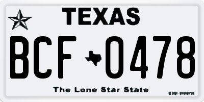 TX license plate BCF0478