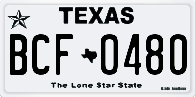 TX license plate BCF0480
