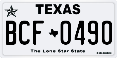 TX license plate BCF0490