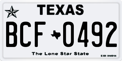 TX license plate BCF0492