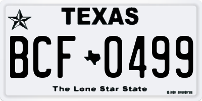 TX license plate BCF0499