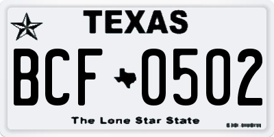 TX license plate BCF0502