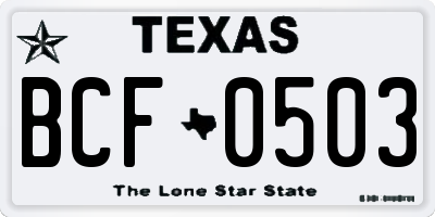 TX license plate BCF0503