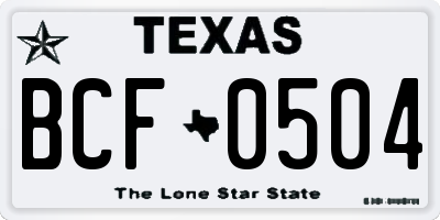 TX license plate BCF0504