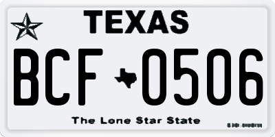 TX license plate BCF0506