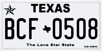 TX license plate BCF0508