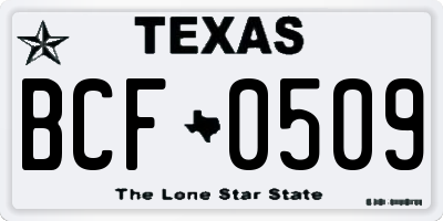 TX license plate BCF0509
