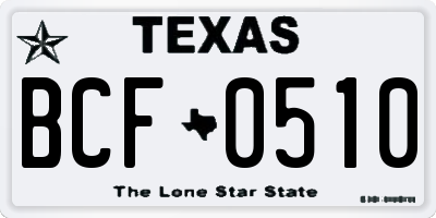 TX license plate BCF0510