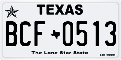 TX license plate BCF0513