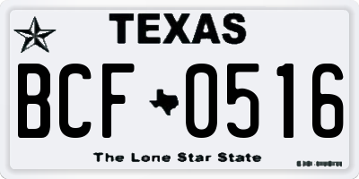 TX license plate BCF0516