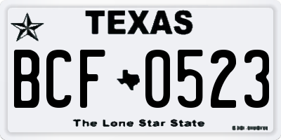 TX license plate BCF0523