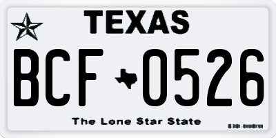 TX license plate BCF0526