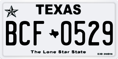 TX license plate BCF0529