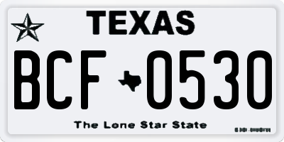 TX license plate BCF0530