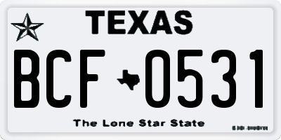 TX license plate BCF0531