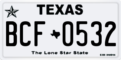 TX license plate BCF0532