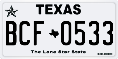 TX license plate BCF0533