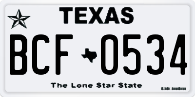 TX license plate BCF0534