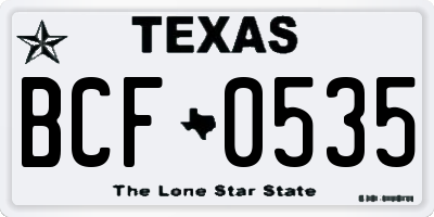 TX license plate BCF0535